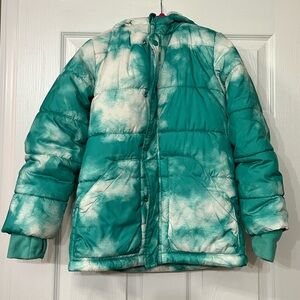 Girls Cat and Jack Teal Tie Dye Winter Jacket - medium - SO warm